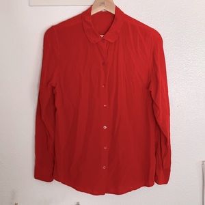 Everlane Round Collar Clean Silk Top in Crimson Small